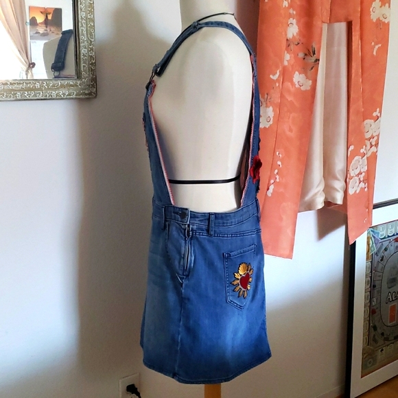 One of a Kind Roses/Day of the Dead Overall Dress Size Large - Picture 11 of 13